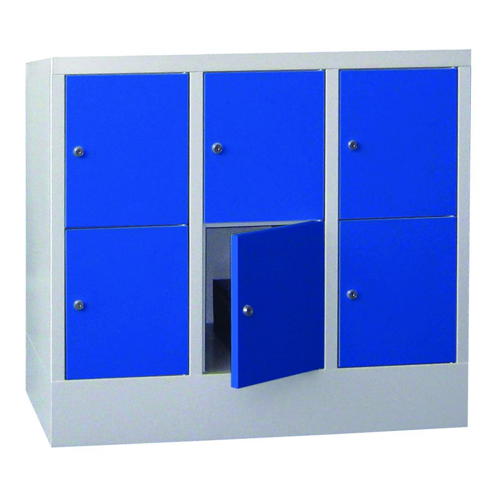 Produktbild PAVOY Schließfachschrank mit Sockel 855x900x500 mm 6 Fächer RAL 7035/5010