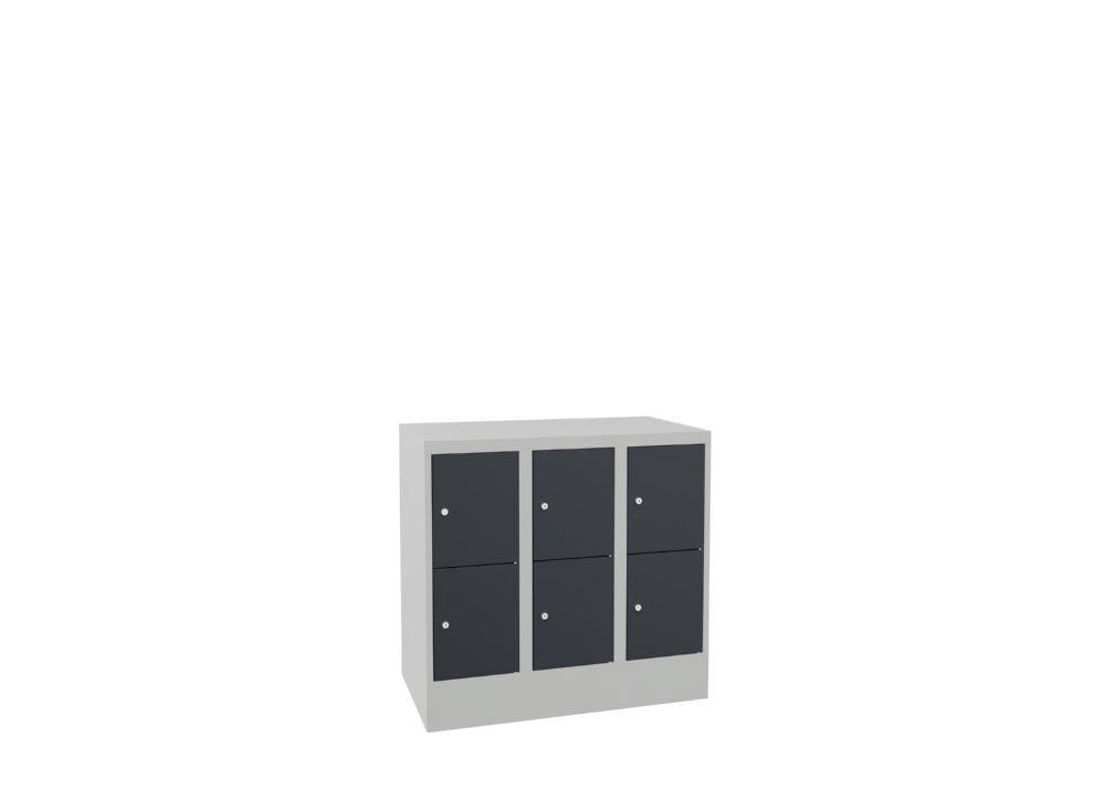 Produktbild Schließfachschrank mit Sockel, 855x900x500 mm, 6 Fächer, RAL 7035/7016 bild 2