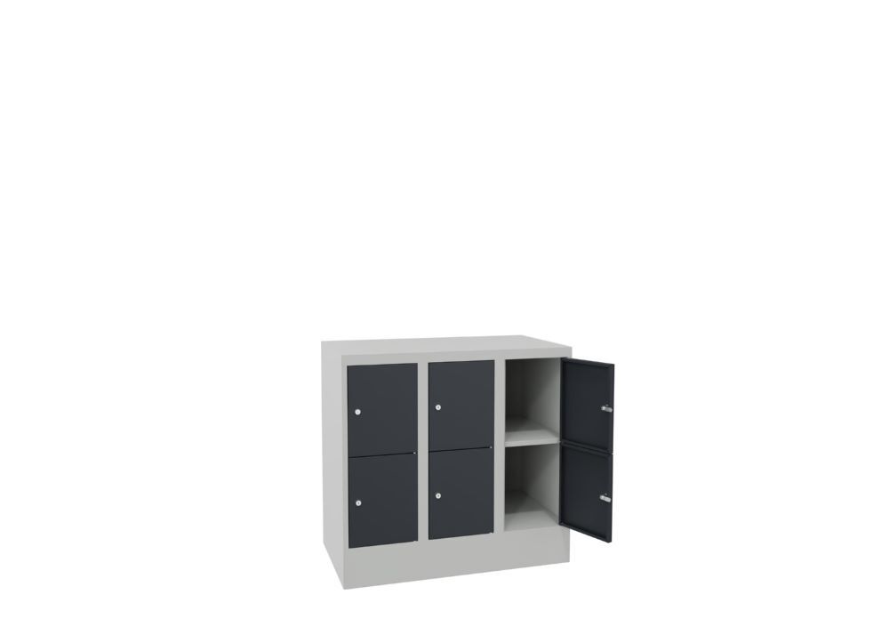 Produktbild Schließfachschrank mit Sockel, 855x900x500 mm, 6 Fächer, RAL 7035/7016 bild 3