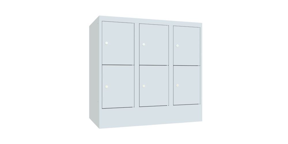 Produktbild Schließfachschrank mit Sockel, 855x900x500 mm, 6 Fächer, RAL 7035 bild 2