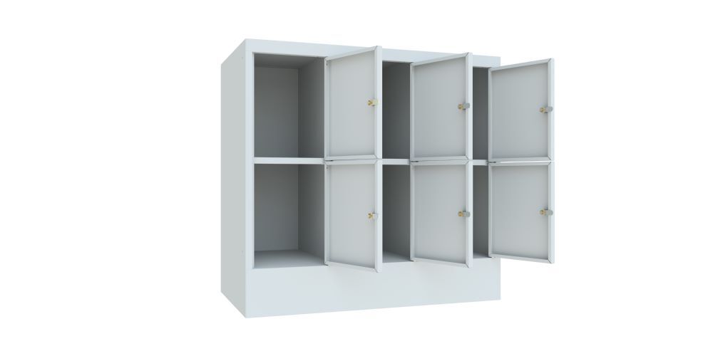 Produktbild Schließfachschrank mit Sockel, 855x900x500 mm, 6 Fächer, RAL 7035 bild 3