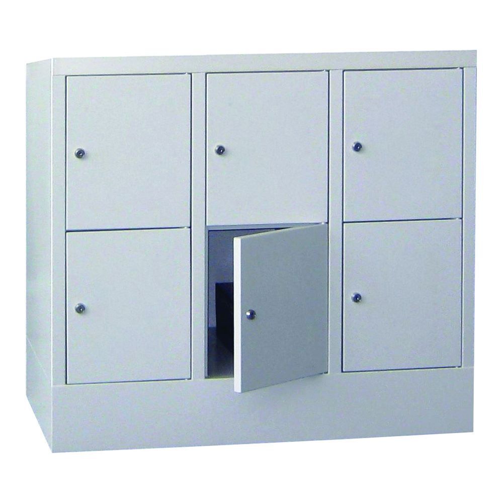 Produktbild PAVOY Schließfachschrank mit Sockel 855x900x500 mm 6 Fächer RAL 7035