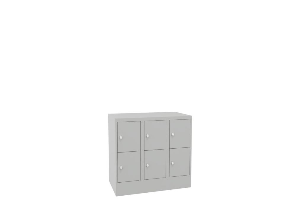 Produktbild PAVOY Schließfachschrank mit Sockel 855x900x500 mm 6 Fächer RAL 7035