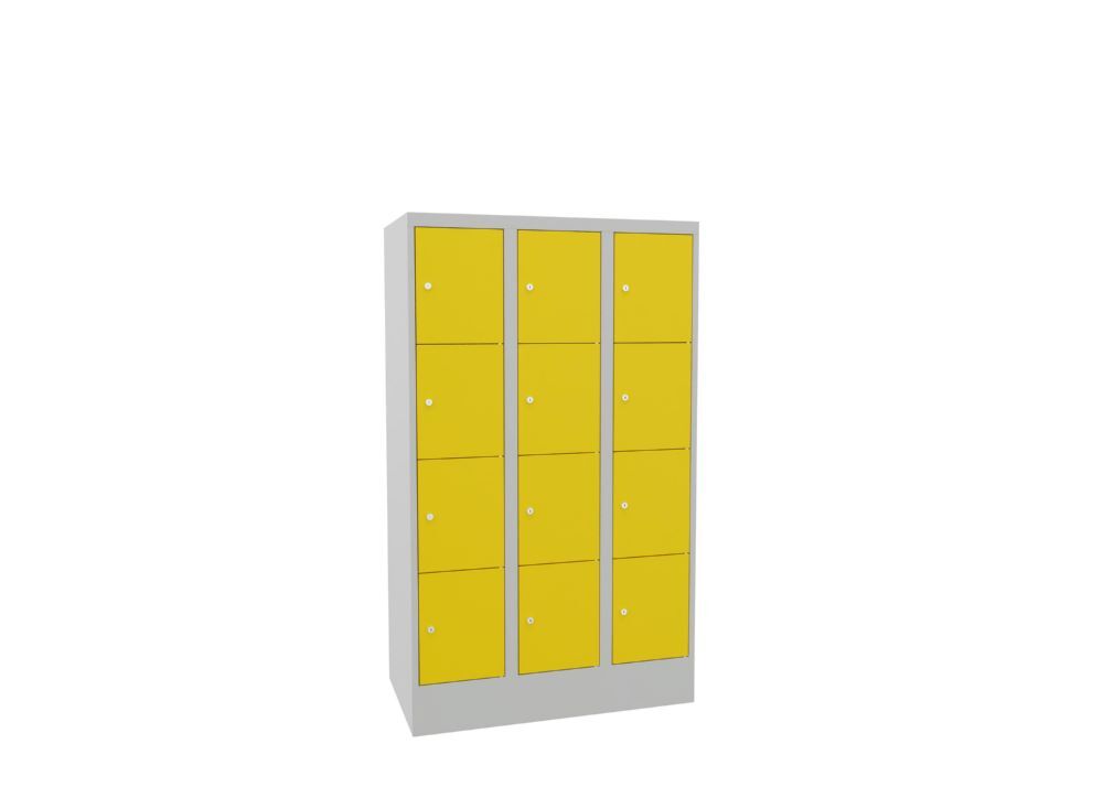 Produktbild Schließfachschrank mit Sockel, 1518x900x500 mm, 12 Fächer, RAL 7035/1018 bild 2