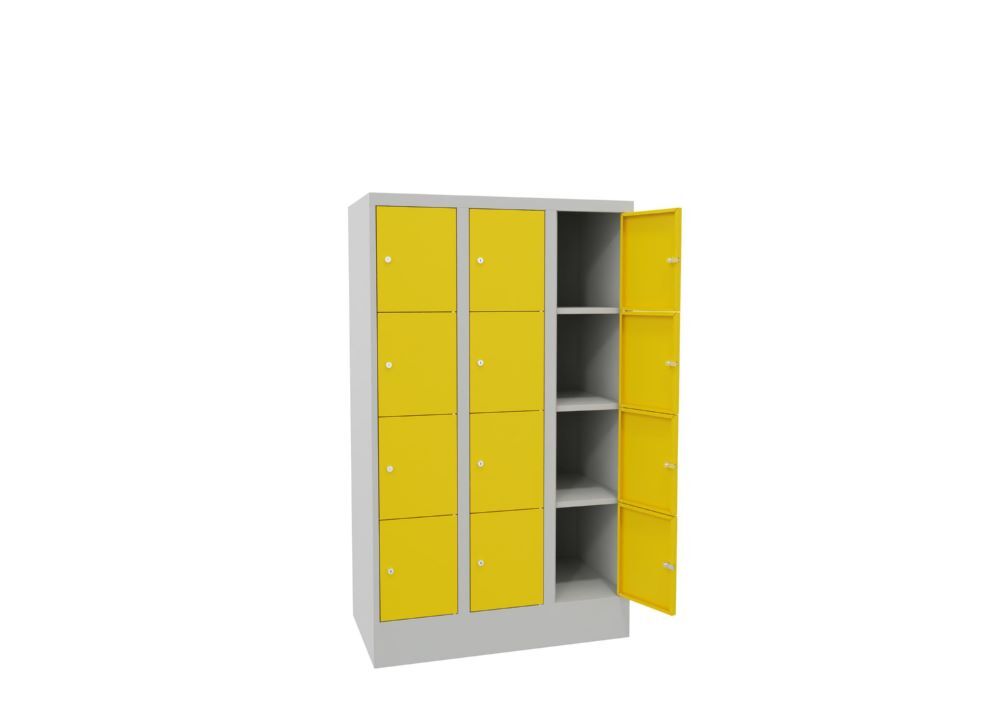 Produktbild Schließfachschrank mit Sockel, 1518x900x500 mm, 12 Fächer, RAL 7035/1018 bild 3