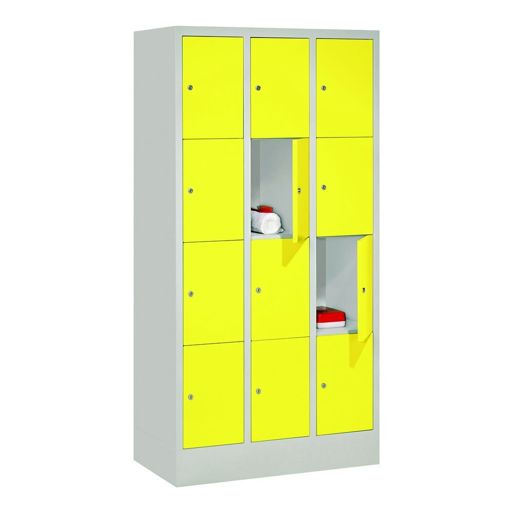 Produktbild PAVOY Schließfachschrank mit Sockel 1518x900x500 mm 12 Fächer RAL 7035/1018