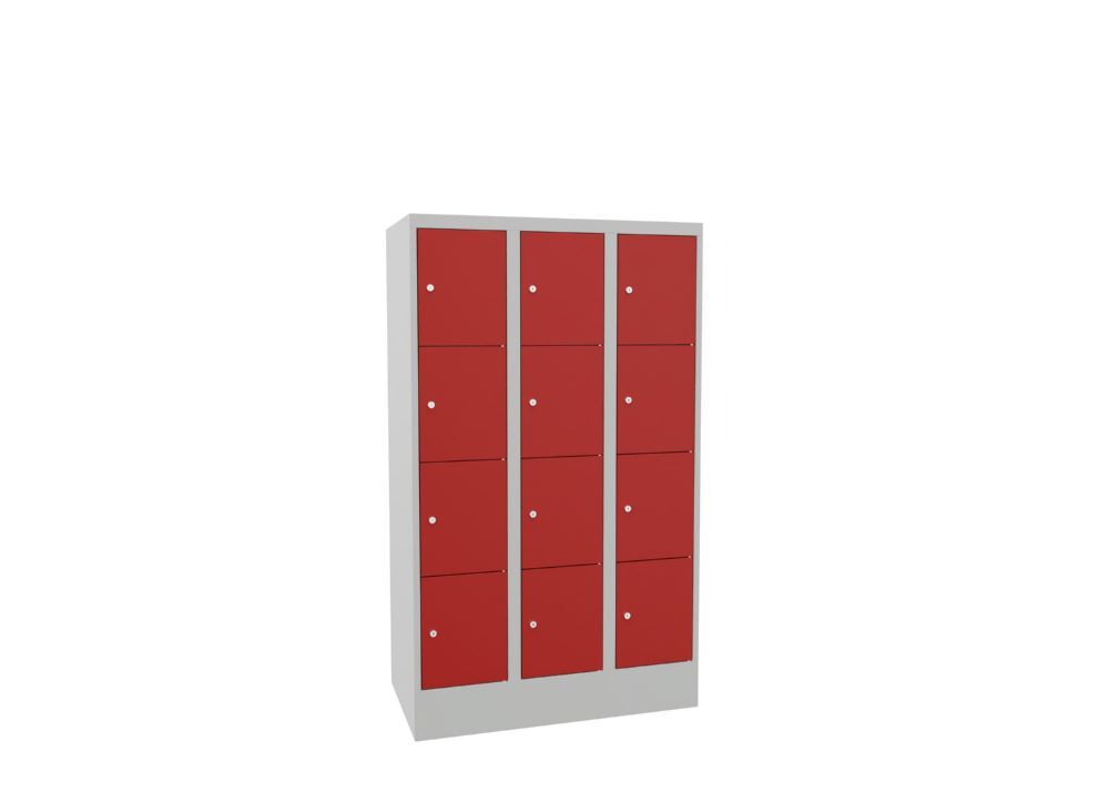 Produktbild Schließfachschrank mit Sockel, 1518x900x500 mm, 12 Fächer, RAL 7035/3000 bild 2