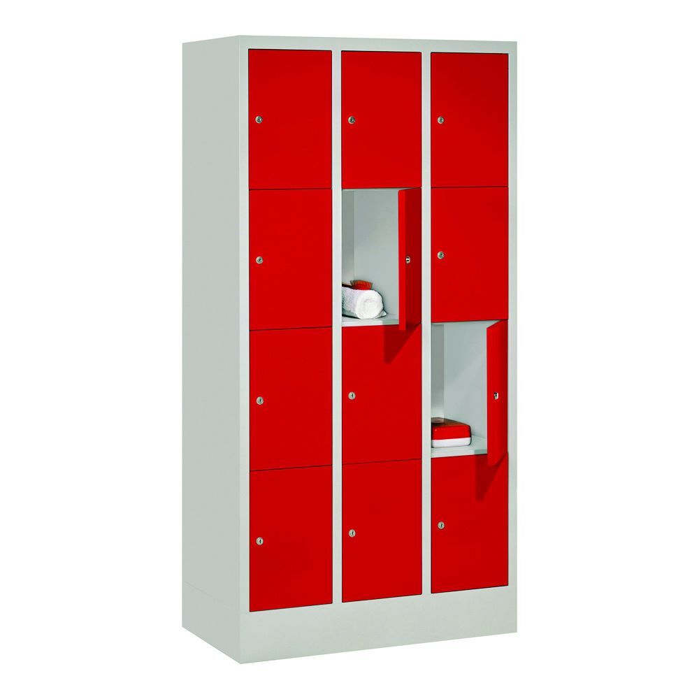 Produktbild PAVOY Schließfachschrank mit Sockel 1518x900x500 mm 12 Fächer RAL 7035/3000