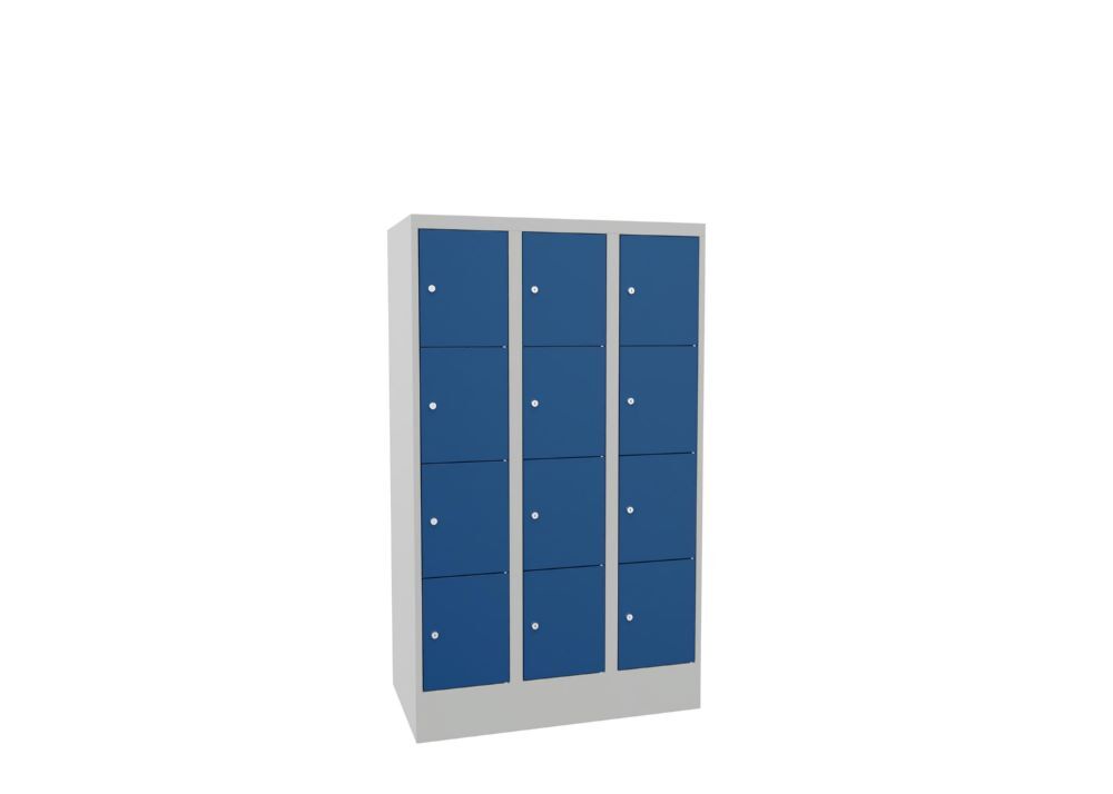 Produktbild Schließfachschrank mit Sockel, 1518x900x500 mm, 12 Fächer, RAL 7035/5010 bild 2