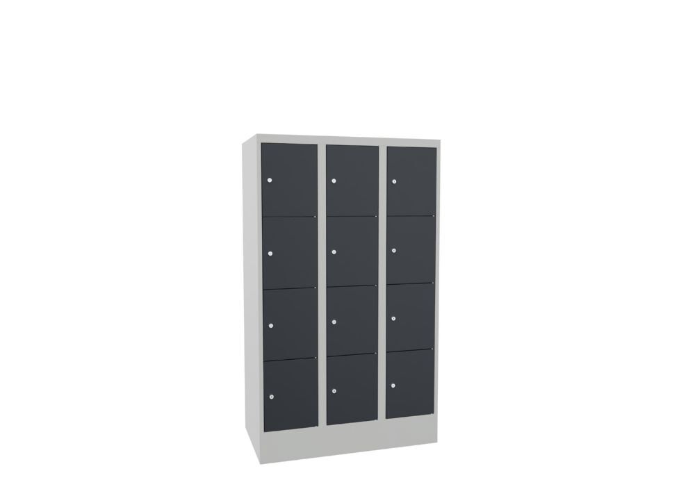 Produktbild Schließfachschrank mit Sockel, 1518x900x500 mm, 12 Fächer, RAL 7035/7016 bild 2