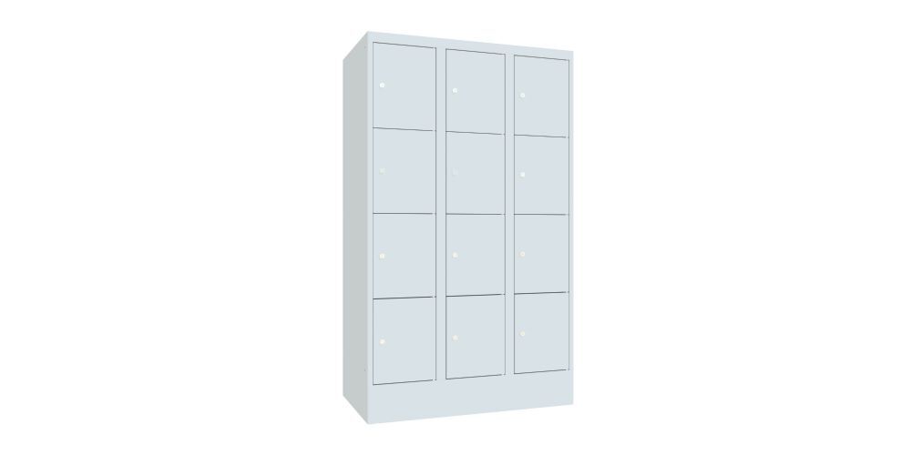 Produktbild Schließfachschrank mit Sockel, 1518x900x500 mm, 12 Fächer, RAL 7035 bild 2