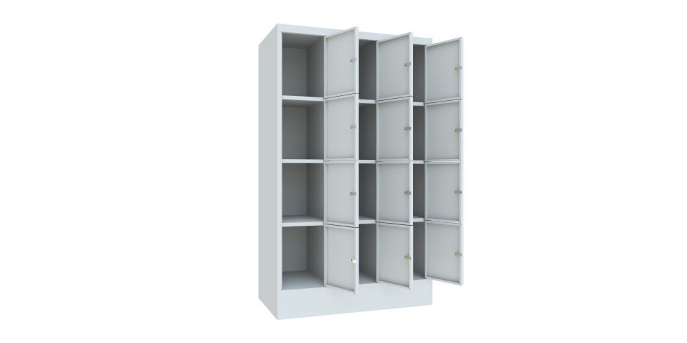 Produktbild Schließfachschrank mit Sockel, 1518x900x500 mm, 12 Fächer, RAL 7035 bild 3