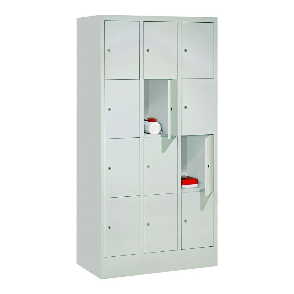 Produktbild PAVOY Schließfachschrank mit Sockel 1518x900x500 mm 12 Fächer RAL 7035