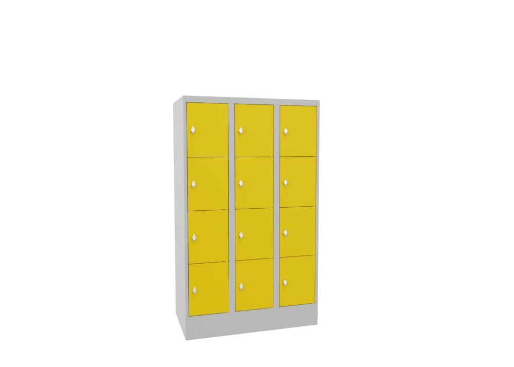 Produktbild Schließfachschrank mit Sockel, 1518x900x500 mm, 12 Fächer, RAL 7035/1018 bild 2