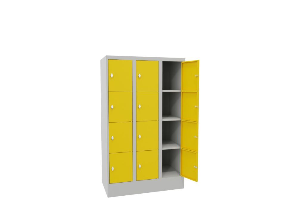 Produktbild Schließfachschrank mit Sockel, 1518x900x500 mm, 12 Fächer, RAL 7035/1018 bild 3