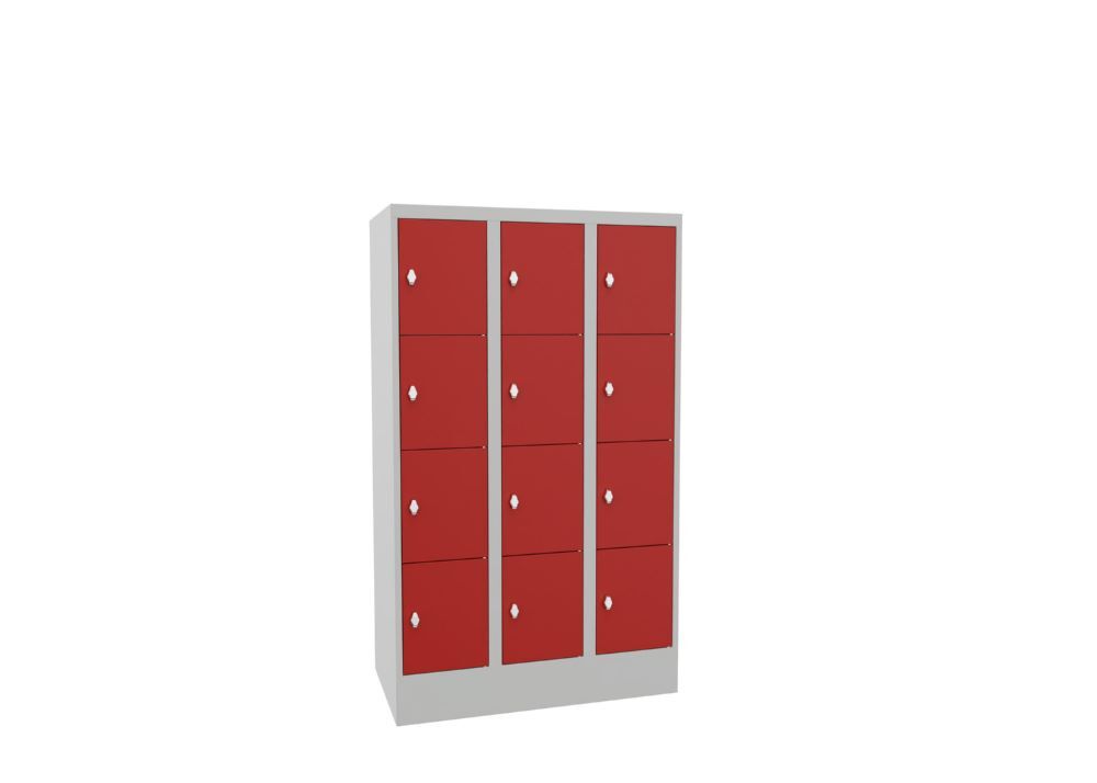 Produktbild Schließfachschrank mit Sockel, 1518x900x500 mm, 12 Fächer, RAL 7035/3000 bild 2