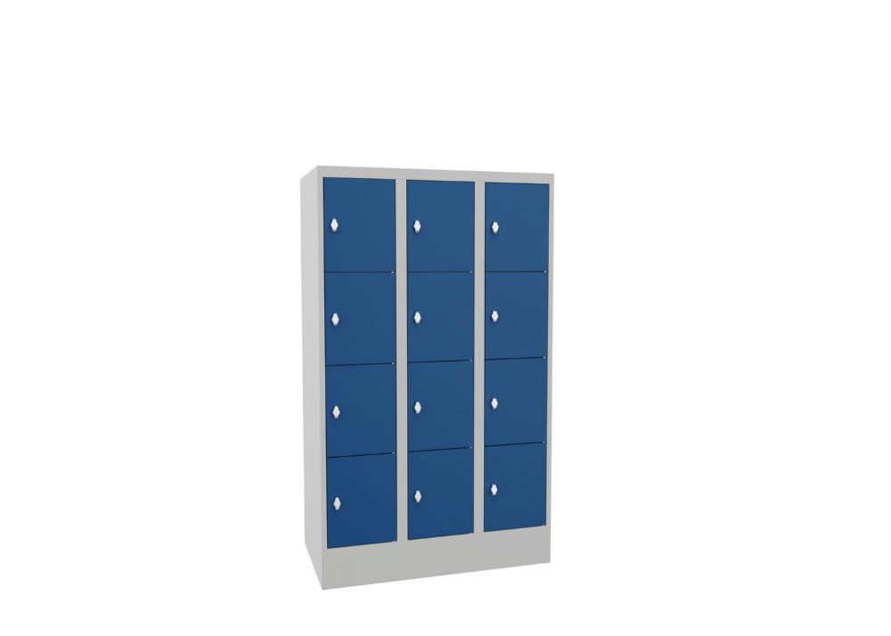 Produktbild Schließfachschrank mit Sockel, 1518x900x500 mm, 12 Fächer, RAL 7035/5010 bild 2