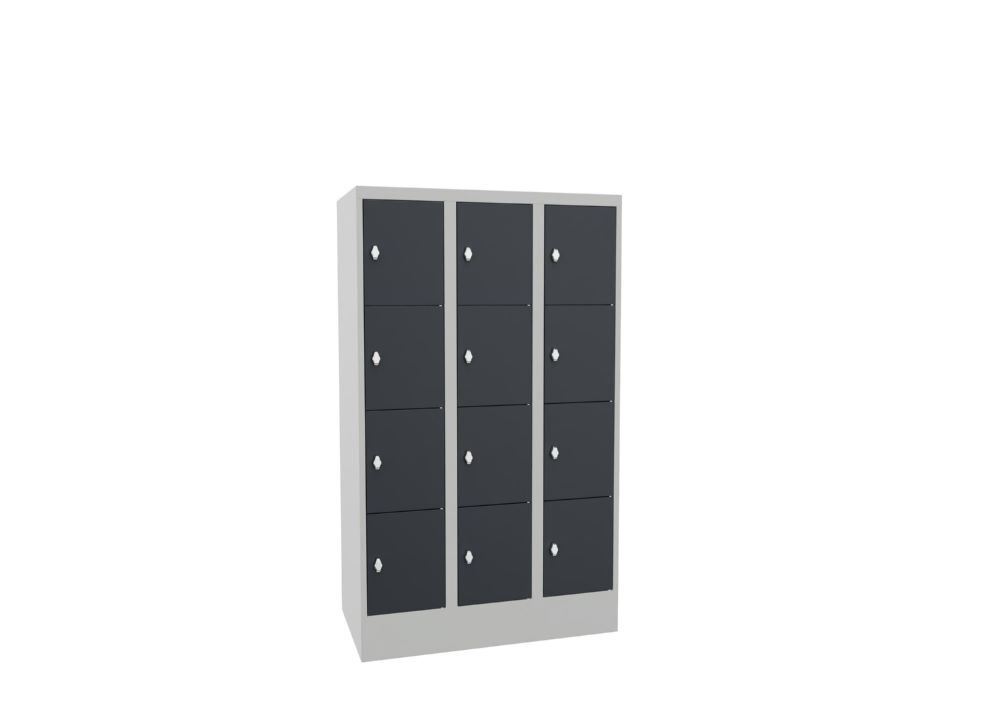 Produktbild Schließfachschrank mit Sockel, 1518x900x500 mm, 12 Fächer, RAL 7035/7016 bild 2
