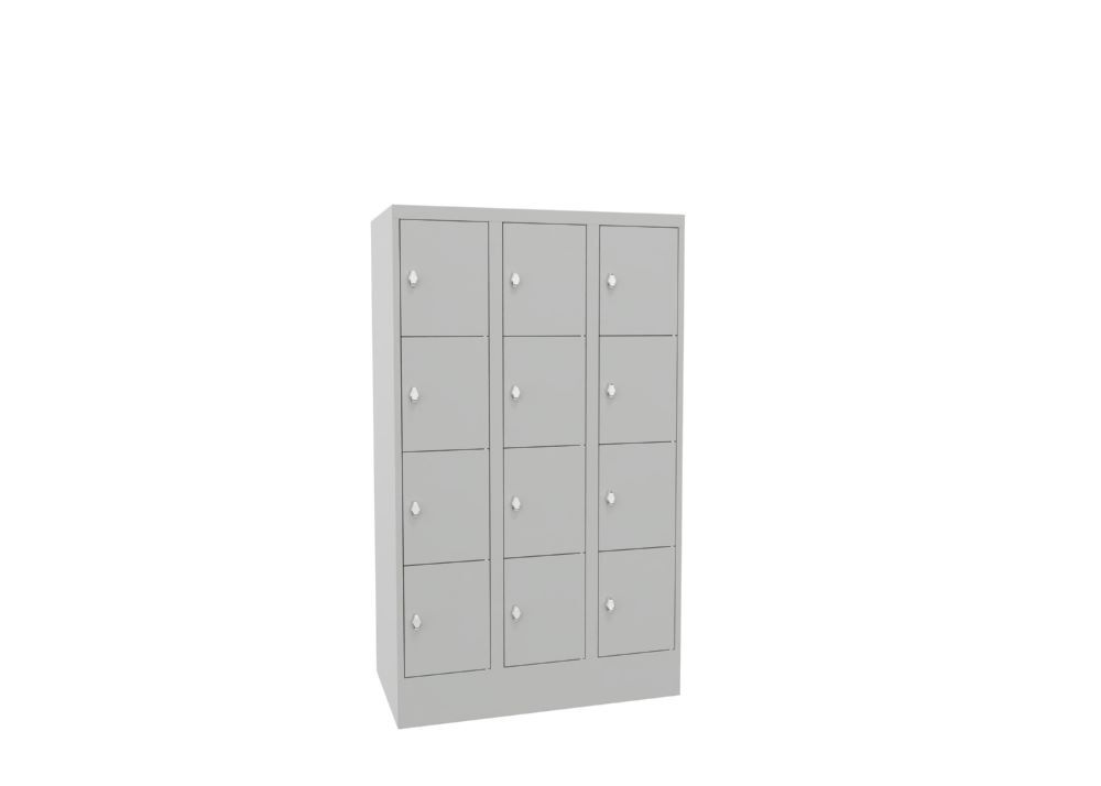 Produktbild Schließfachschrank mit Sockel, 1518x900x500 mm, 12 Fächer, RAL 7035 bild 2