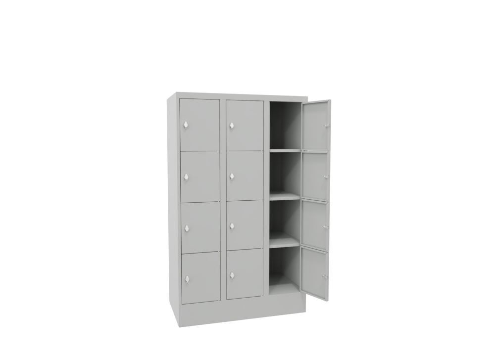Produktbild Schließfachschrank mit Sockel, 1518x900x500 mm, 12 Fächer, RAL 7035 bild 3