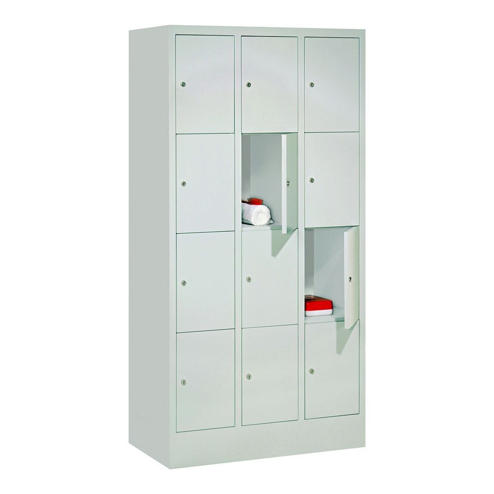Produktbild PAVOY Schließfachschrank mit Sockel 1518x900x500 mm 12 Fächer RAL 7035
