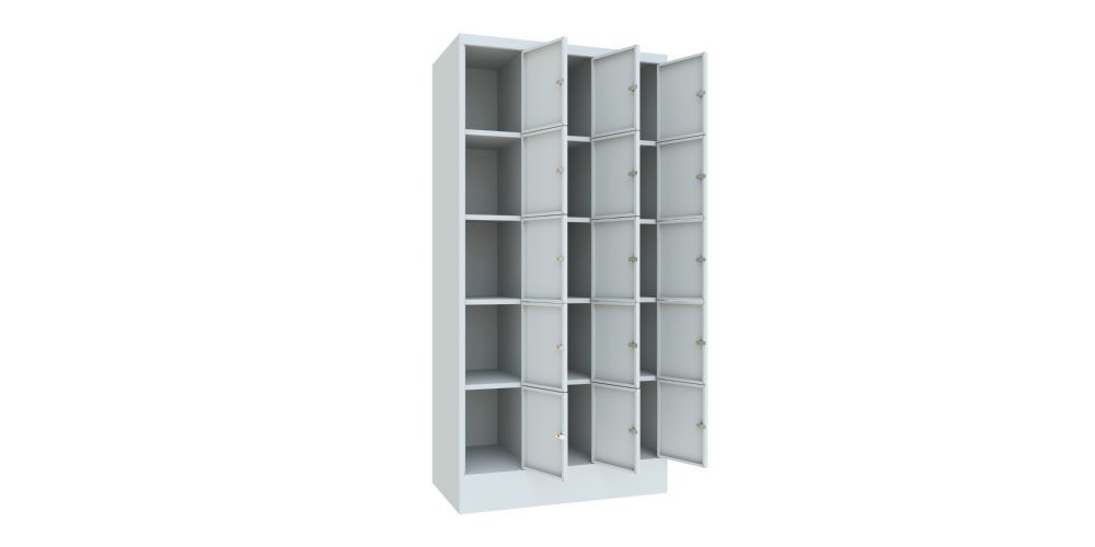 Produktbild Schließfachschrank mit Sockel, 1850x900x500 mm, 15 Fächer, RAL 7035 bild 3