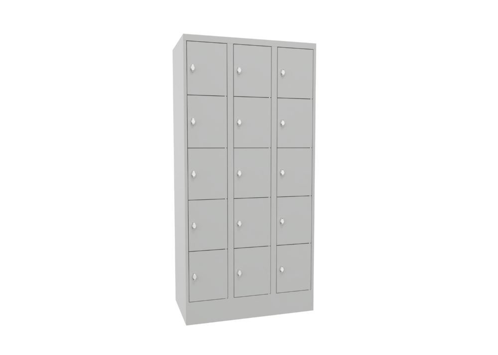 Produktbild Schließfachschrank mit Sockel, 1850x900x500 mm, 15 Fächer, RAL 7035 bild 2