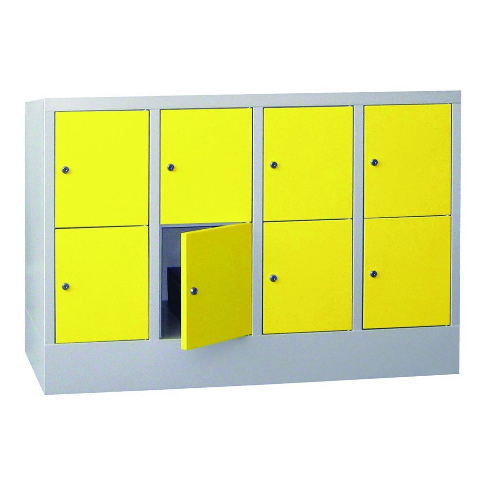 Produktbild PAVOY Schließfachschrank mit Sockel 855x1200x500 mm 8 Fächer RAL 7035/1018