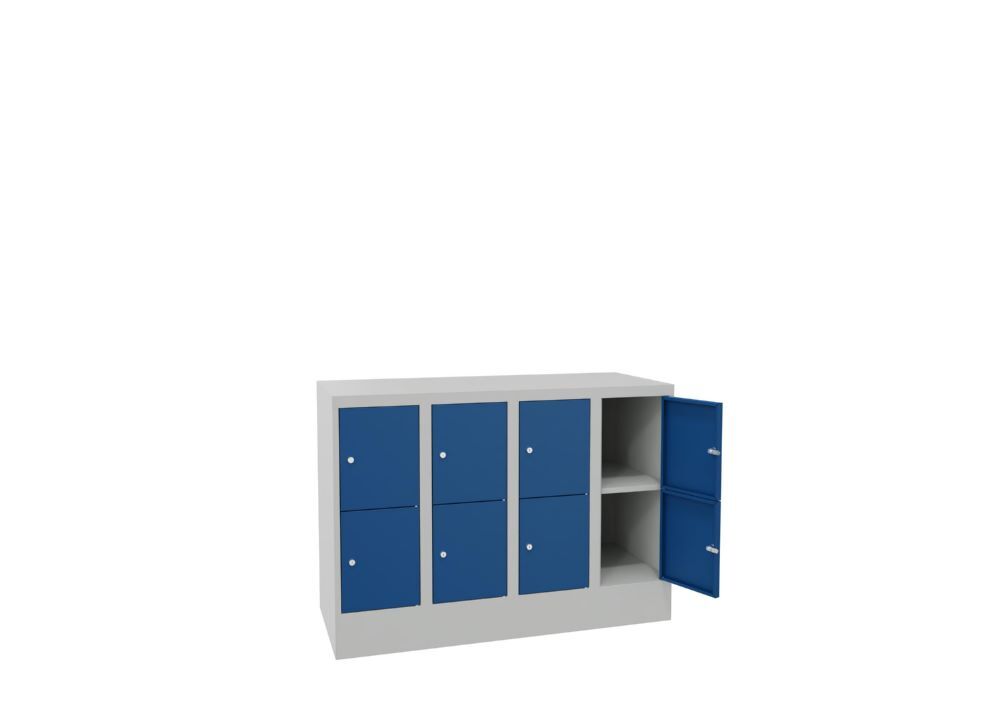 Produktbild Schließfachschrank mit Sockel, 855x1200x500 mm, 8 Fächer, RAL 7035/5010 bild 3