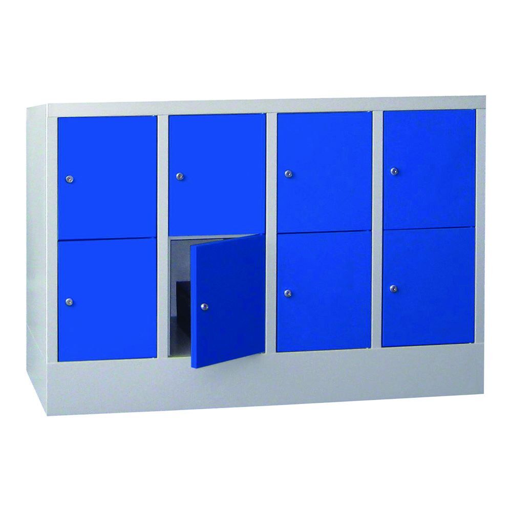 Produktbild PAVOY Schließfachschrank mit Sockel 855x1200x500 mm 8 Fächer RAL 7035/5010
