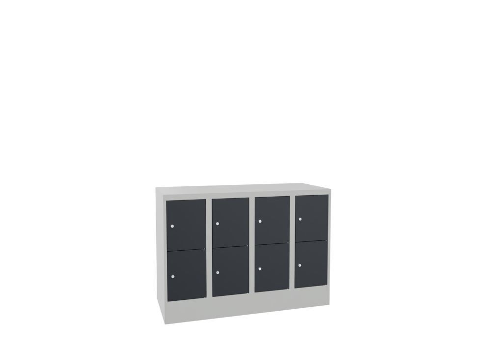 Produktbild Schließfachschrank mit Sockel, 855x1200x500 mm, 8 Fächer, RAL 7035/7016 bild 2
