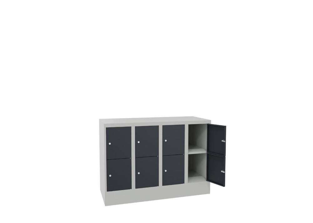 Produktbild Schließfachschrank mit Sockel, 855x1200x500 mm, 8 Fächer, RAL 7035/7016 bild 3