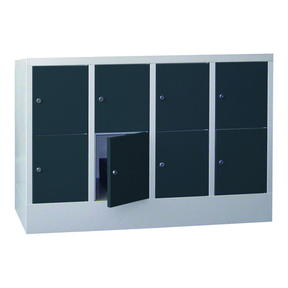 Produktbild PAVOY Schließfachschrank mit Sockel 855x1200x500 mm 8 Fächer RAL 7035/7016