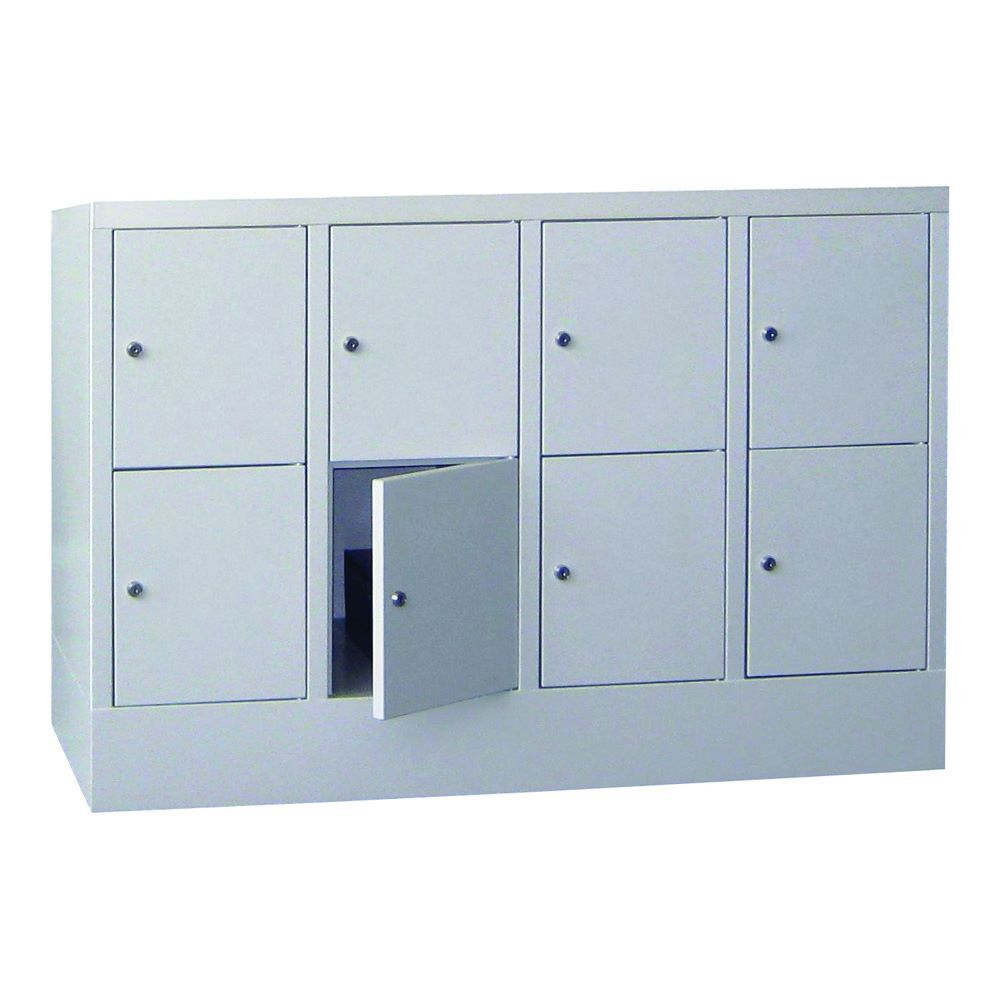 Produktbild PAVOY Schließfachschrank mit Sockel 855x1200x500 mm 8 Fächer RAL 7035