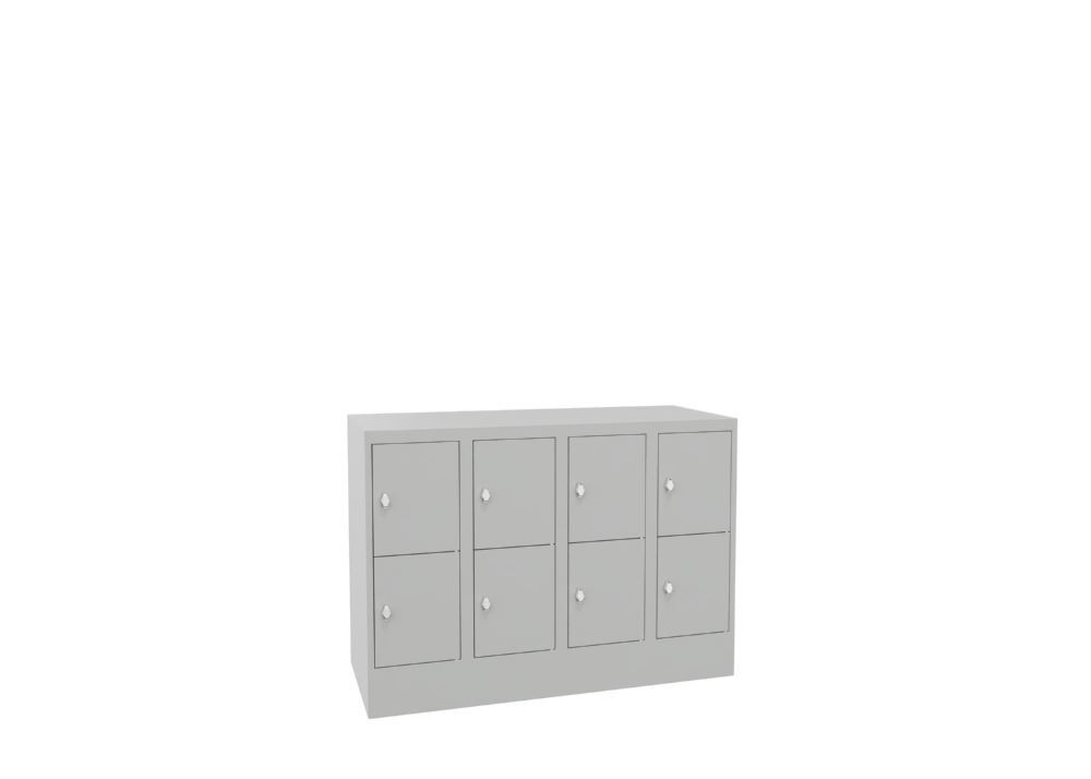 Produktbild PAVOY Schließfachschrank mit Sockel 855x1200x500 mm 8 Fächer RAL 7035