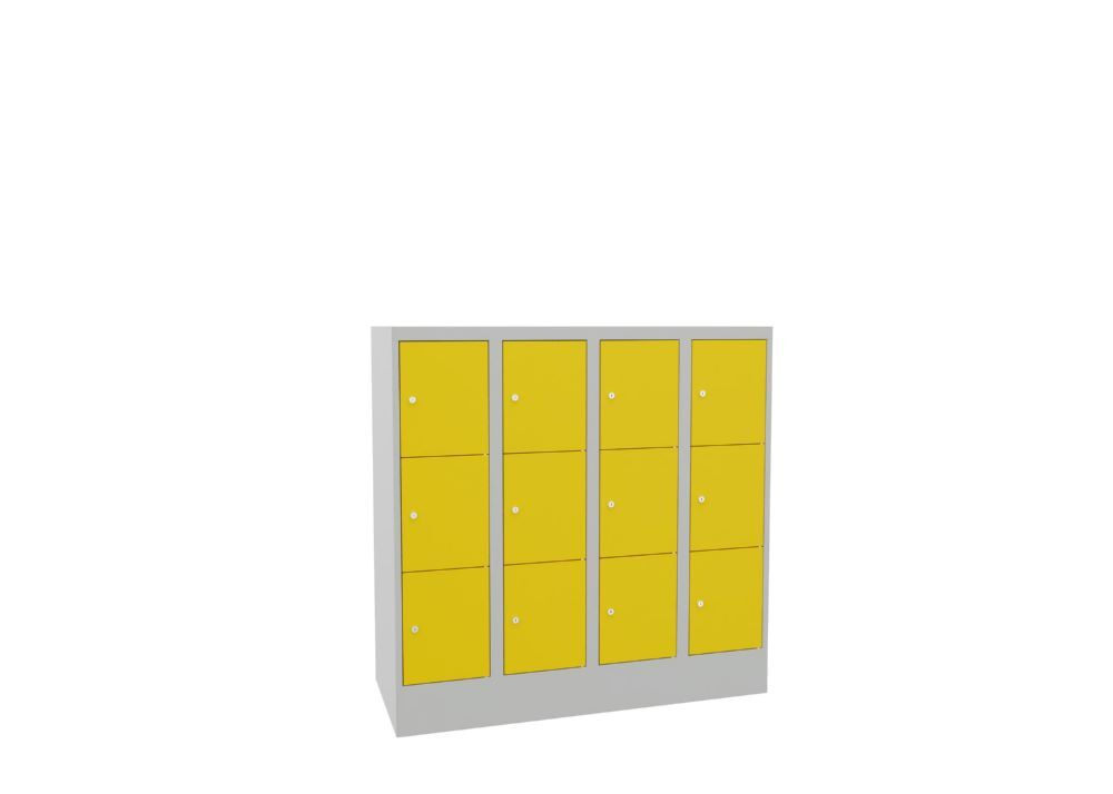 Produktbild Schließfachschrank mit Sockel, 1187x1200x500 mm, 12 Fächer, RAL 7035/1018 bild 2