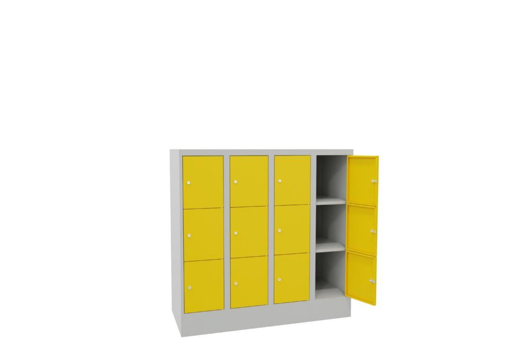 Produktbild Schließfachschrank mit Sockel, 1187x1200x500 mm, 12 Fächer, RAL 7035/1018 bild 3