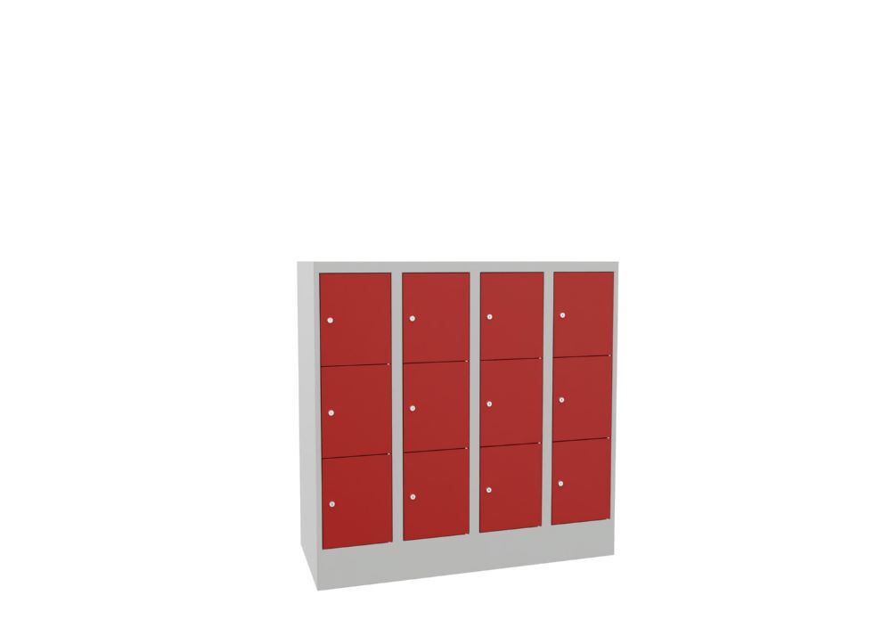 Produktbild Schließfachschrank mit Sockel, 1187x1200x500 mm, 12 Fächer, RAL 7035/3000 bild 2