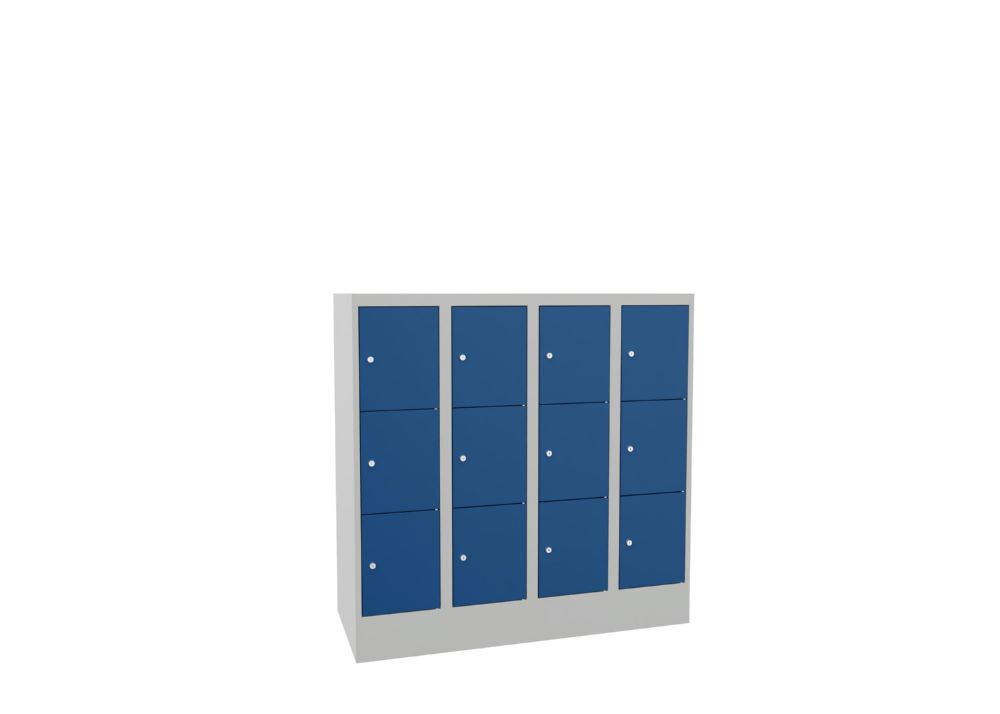 Produktbild Schließfachschrank mit Sockel, 1187x1200x500 mm, 12 Fächer, RAL 7035/5010 bild 2