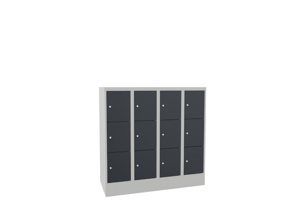 Produktbild Schließfachschrank mit Sockel, 1187x1200x500 mm, 12 Fächer, RAL 7035/7016 bild 2