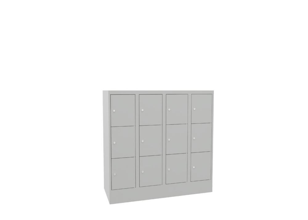 Produktbild Schließfachschrank mit Sockel, 1187x1200x500 mm, 12 Fächer, RAL 7035 bild 2