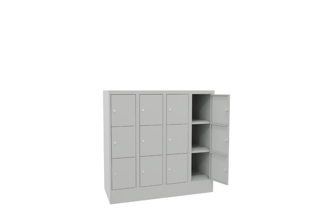 Produktbild Schließfachschrank mit Sockel, 1187x1200x500 mm, 12 Fächer, RAL 7035 bild 3