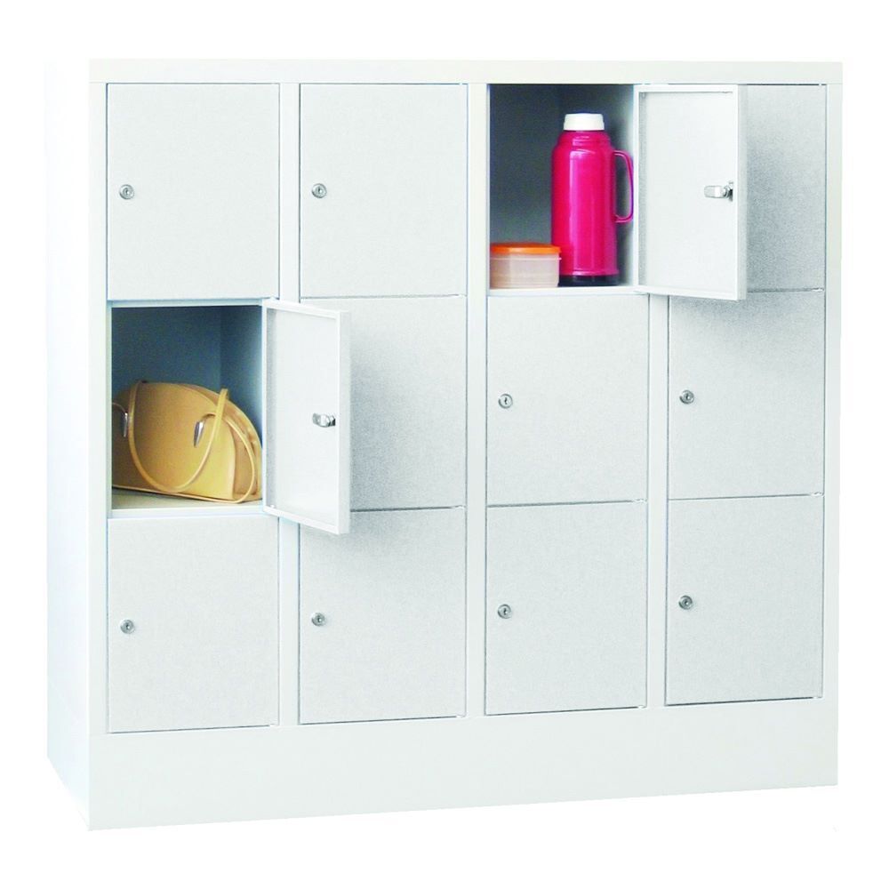 Produktbild PAVOY Schließfachschrank mit Sockel 1187x1200x500 mm 12 Fächer RAL 7035