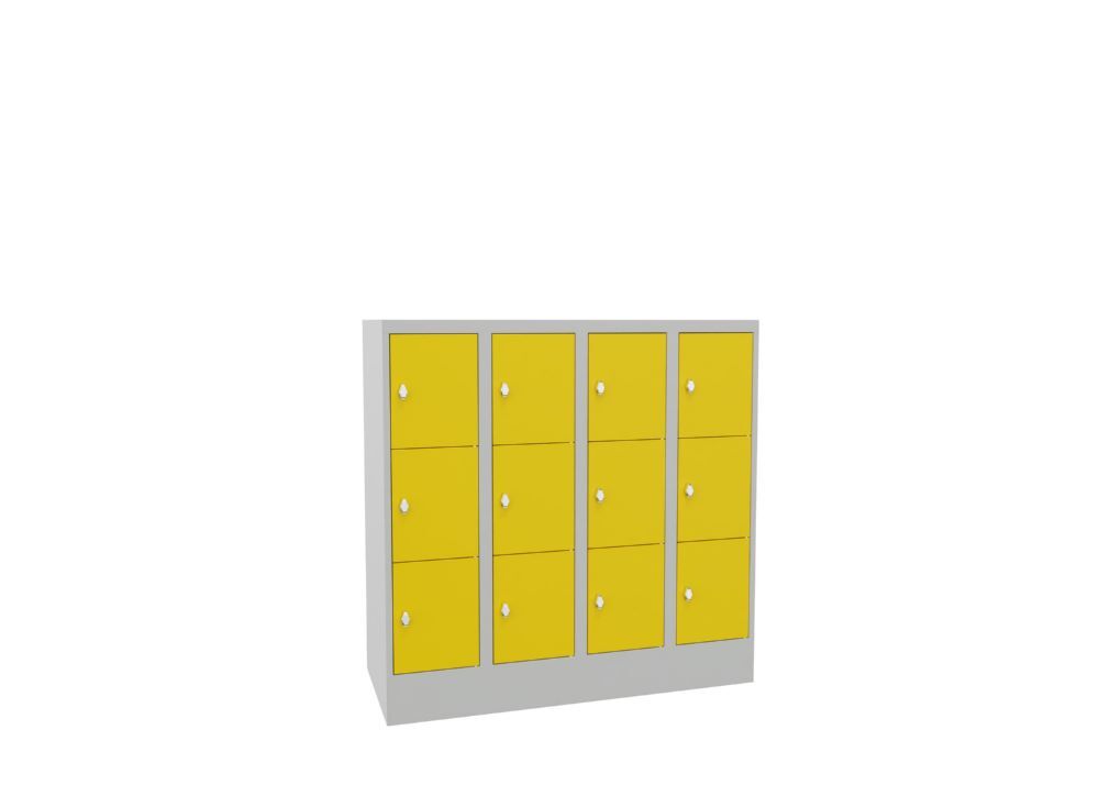 Produktbild Schließfachschrank mit Sockel, 1187x1200x500 mm, 12 Fächer, RAL 7035/1018 bild 2