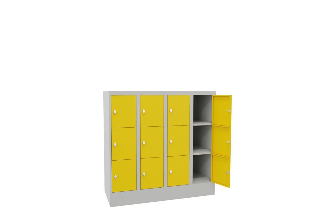 Produktbild Schließfachschrank mit Sockel, 1187x1200x500 mm, 12 Fächer, RAL 7035/1018 bild 3