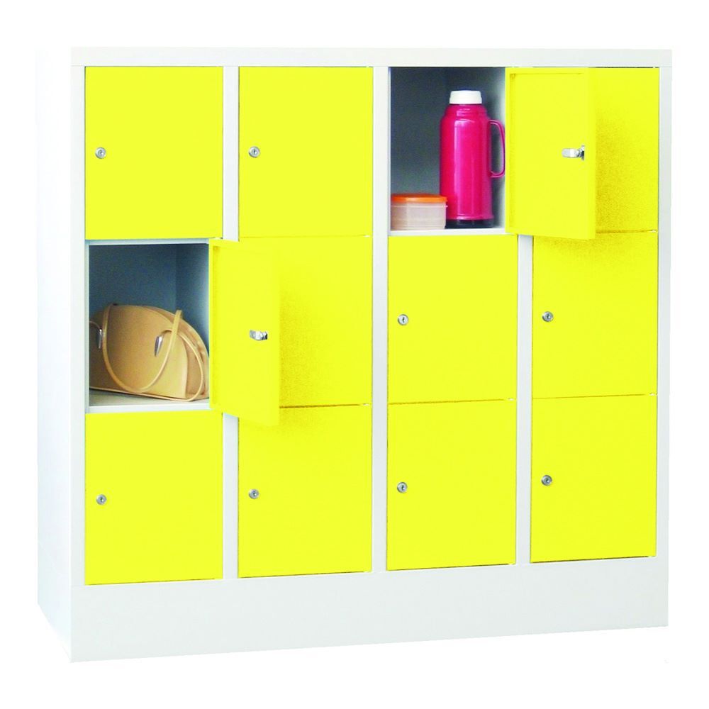 Produktbild PAVOY Schließfachschrank mit Sockel 1187x1200x500 mm 12 Fächer RAL 7035/1018