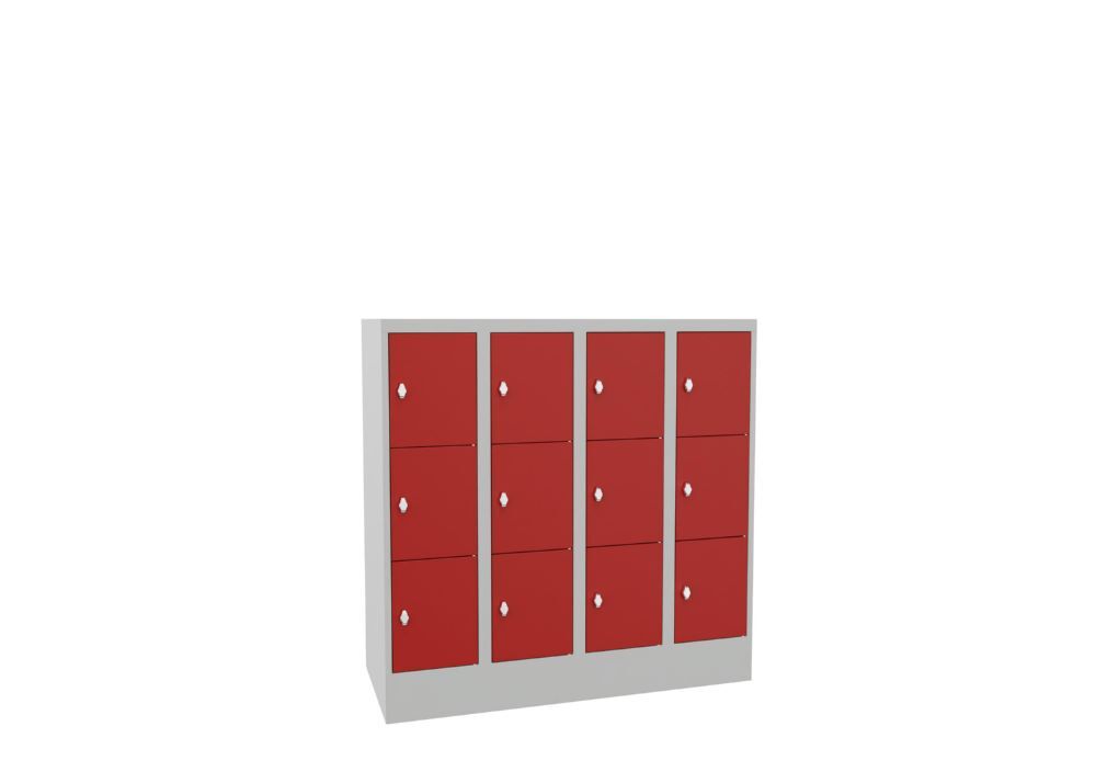 Produktbild Schließfachschrank mit Sockel, 1187x1200x500 mm, 12 Fächer, RAL 7035/3000 bild 2