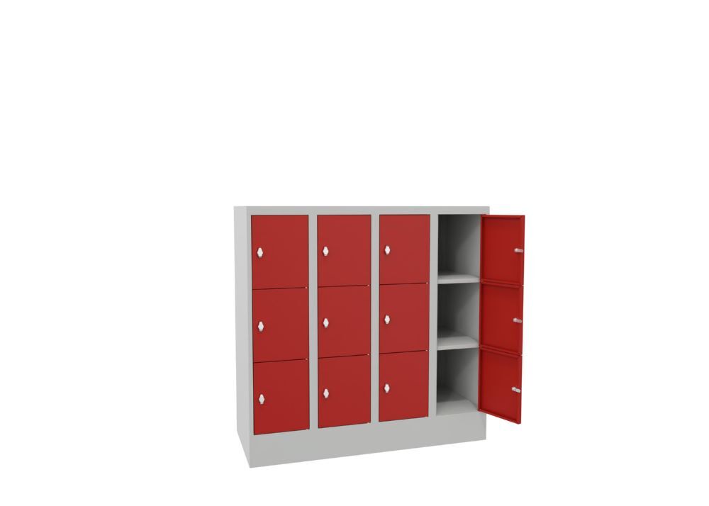 Produktbild Schließfachschrank mit Sockel, 1187x1200x500 mm, 12 Fächer, RAL 7035/3000 bild 3