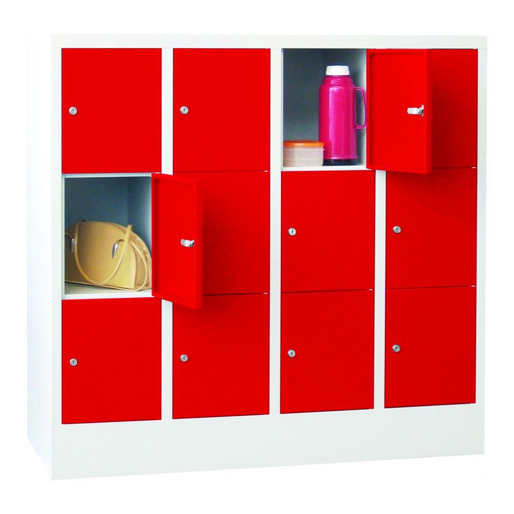 Produktbild PAVOY Schließfachschrank mit Sockel 1187x1200x500 mm 12 Fächer RAL 7035/3000