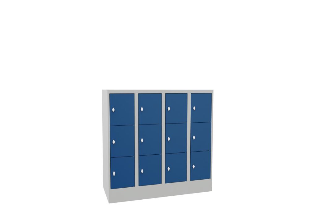 Produktbild Schließfachschrank mit Sockel, 1187x1200x500 mm, 12 Fächer, RAL 7035/5010 bild 2